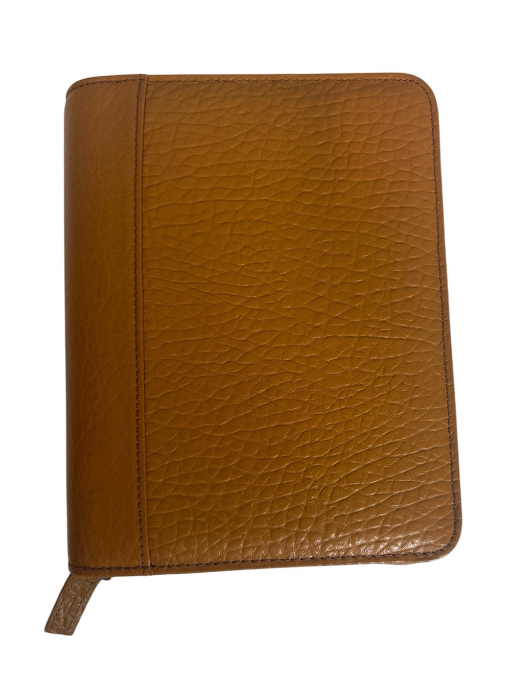 FRANKLIN COVEY Alex Saddle Pebbled Leather Zip Around 8 Ring Binder